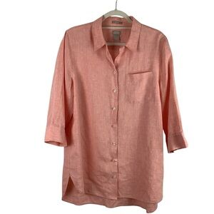 Chico’s Peach 100% Linen Tunic Top